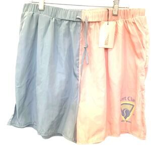 Missguided Sports Class Athleisure Shorts 14 Blue Pink High Waist Pockets Preppy